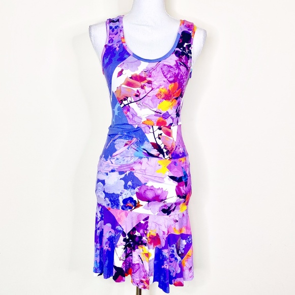 Nicole Miller Dresses & Skirts - Nicole Miller Artelier Floral Purple Ruffle Dress